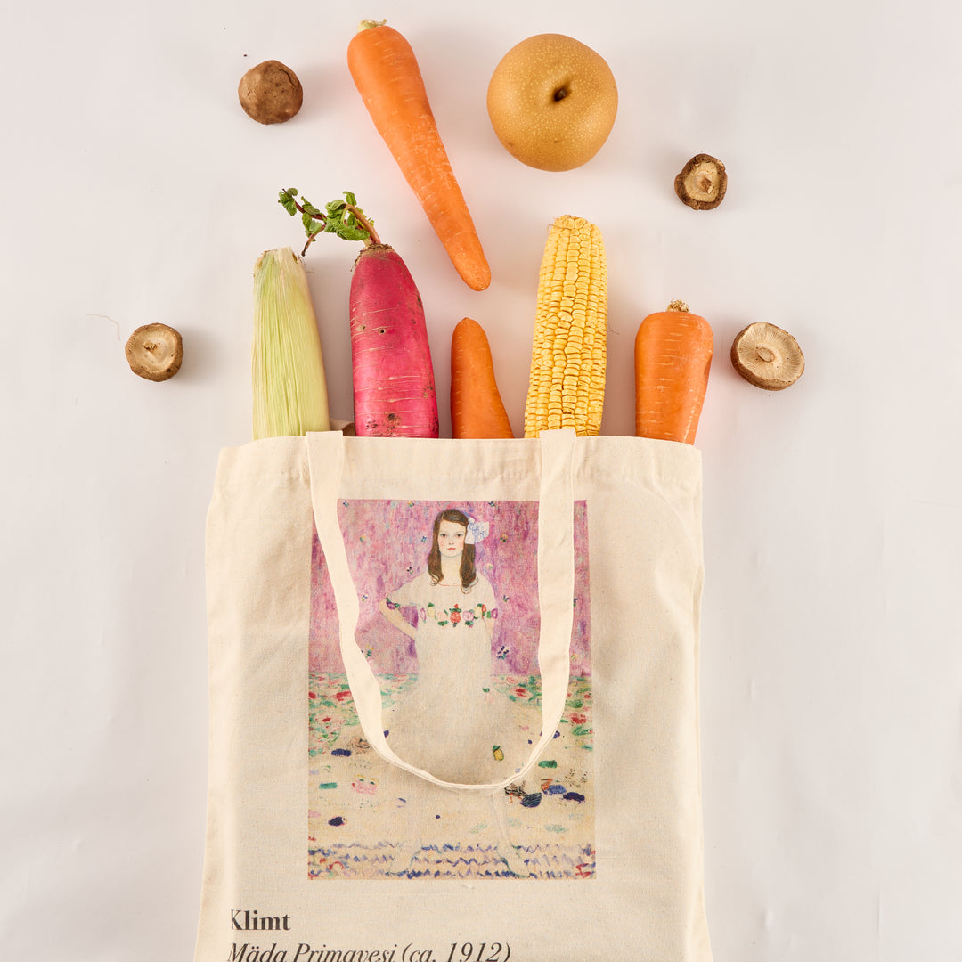 Reusable Cotton Tote Bag - Mada Primavesi - Klimt - Eco-Friendly Shopping Bag for Groceries - 15"