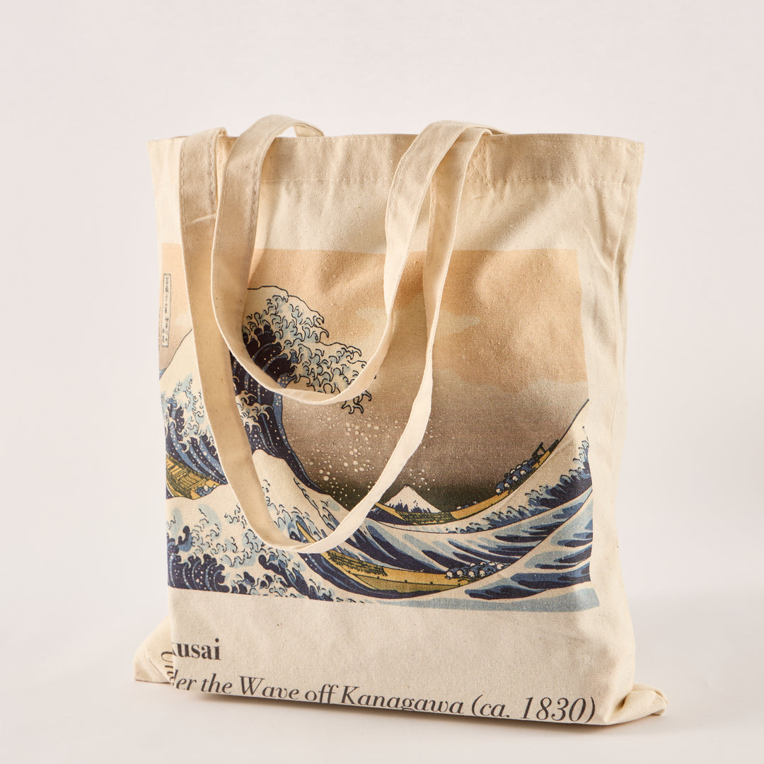 Reusable Cotton Tote Bag - The Great Wave - Hokusai - Eco-Friendly Shopping Bag for Groceries - 15"