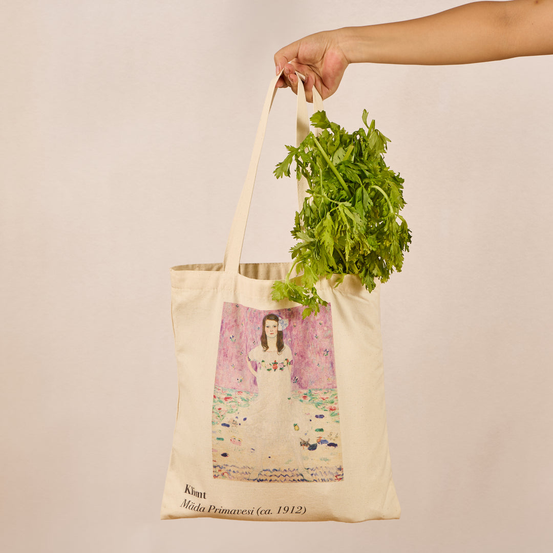 Reusable Cotton Tote Bag - Mada Primavesi - Klimt - Eco-Friendly Shopping Bag for Groceries - 15"