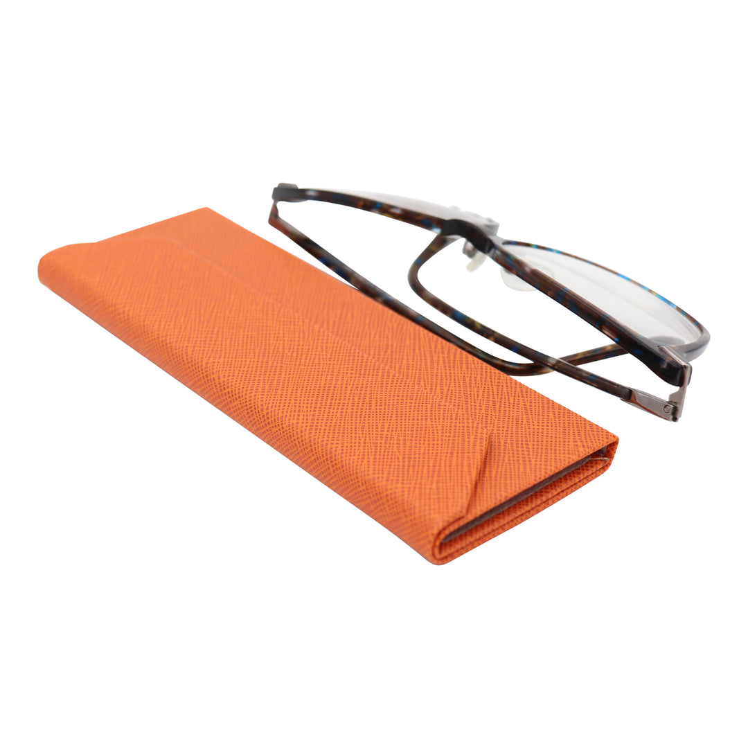 Orange Solid Color Glasses Case - Vegan Leather Magic Folding Hardcase