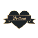 Load image into Gallery viewer, I Heart Portland Enamel Pin – Black &amp; Gold City Pin
