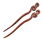 Load image into Gallery viewer, Natural Red Sandalwood Hair Sticks for Women - Set of 2 -(Waves)
