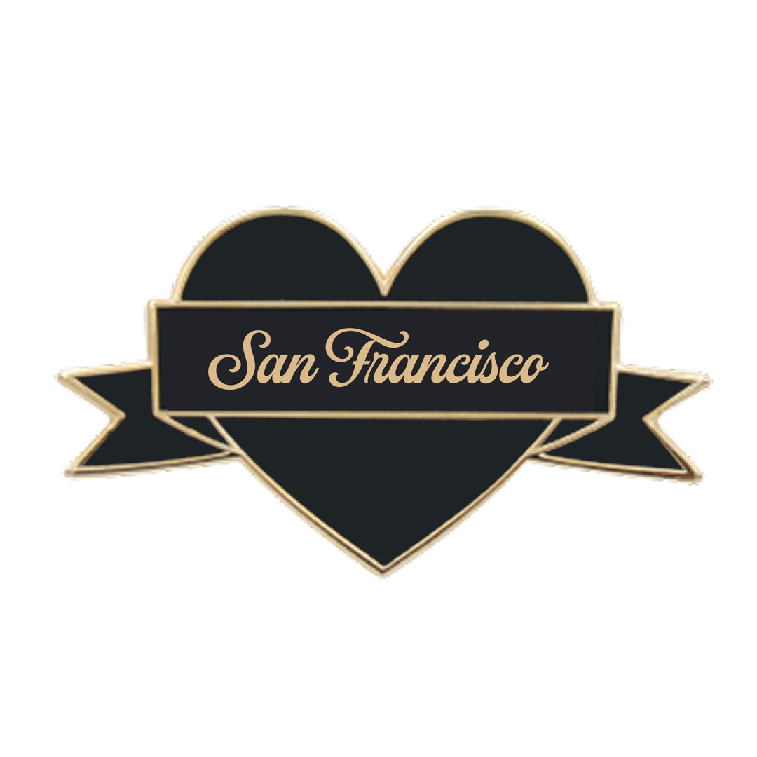 I Heart San Francisco Enamel Pin – Black & Gold City Pin