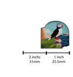 Load image into Gallery viewer, Puffin On Rocks Enamel Pin Badge By Real Sic - Muffin Hard Enamel Pin
