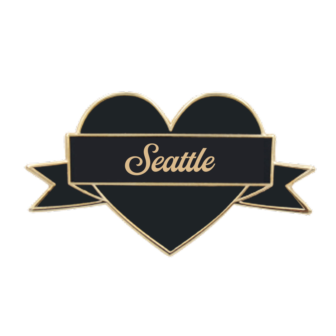 I Heart Seattle Enamel Pin – Black & Gold City Pin
