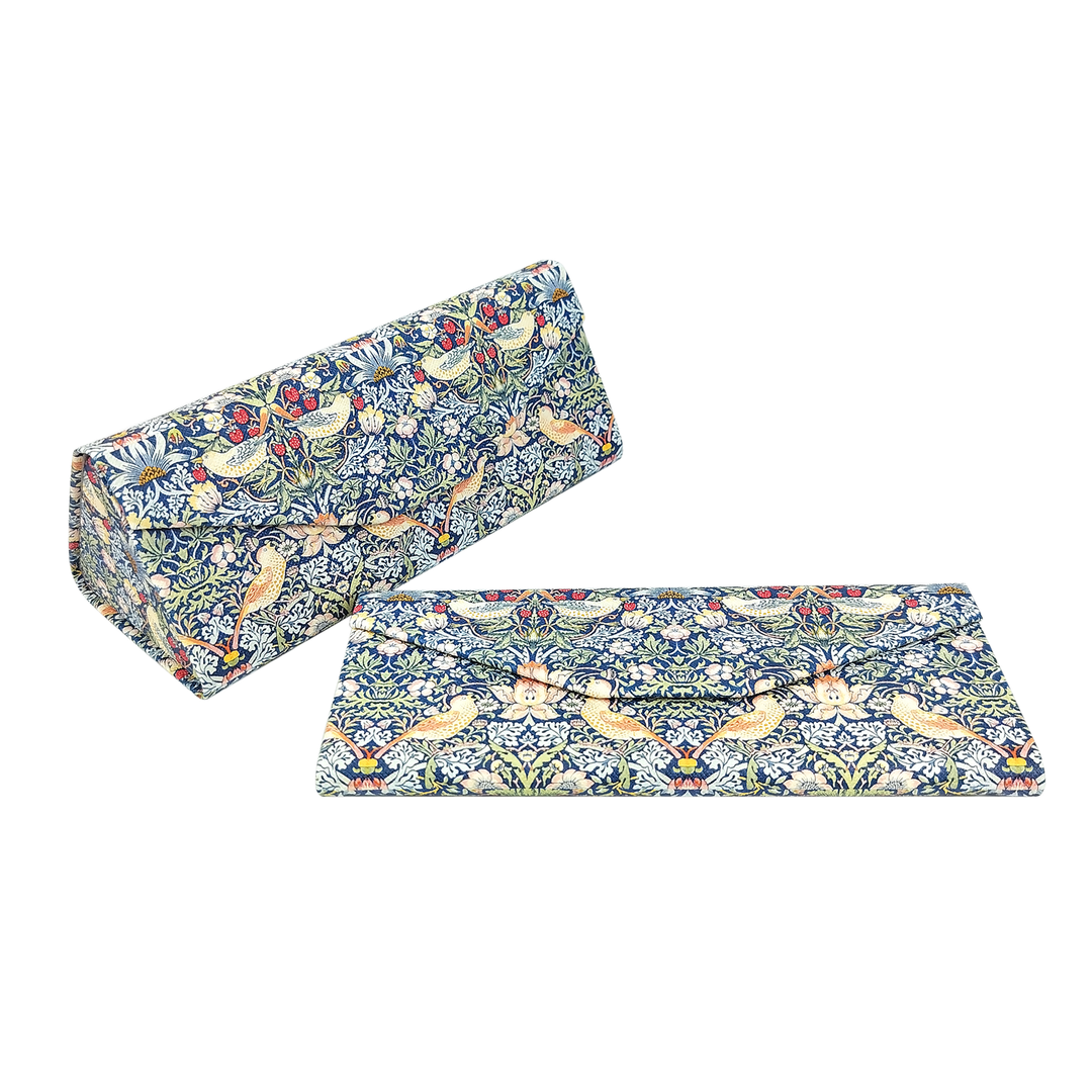 Strawberry Thief by William Morris Glasses Case - Vegan Leather Folding Hard Shell Case