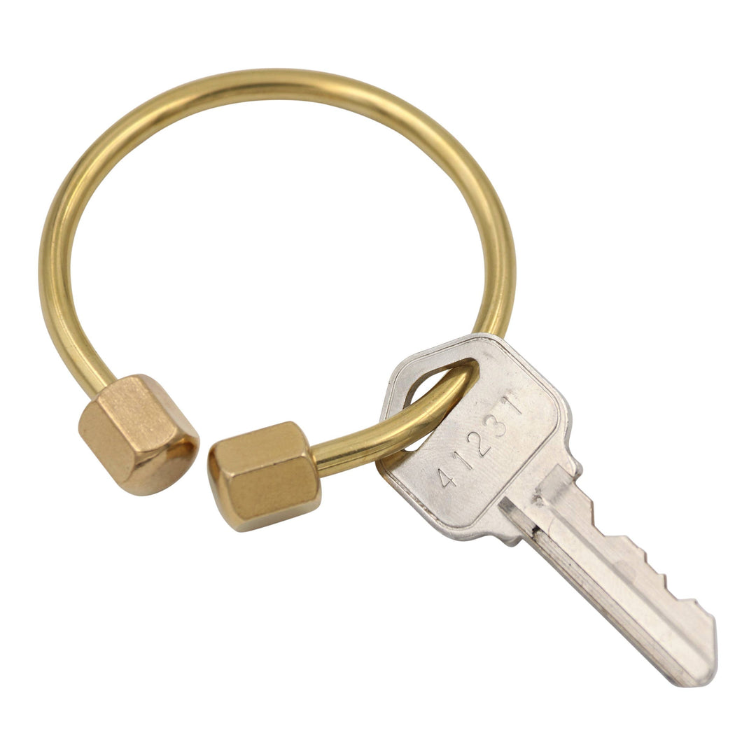 Real Sic Minimalist Brass Pack of 2 Key Ring -Key Fob/Keychain - Classy Minimal Key Holder with Screw Closure (2.25-inch)