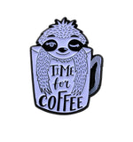 Load image into Gallery viewer, Real Sic - cute - animal - Coffee - Sloth -Time for Coffee - cup - Enamel - lapel - Pin - pins - brooch - buttons