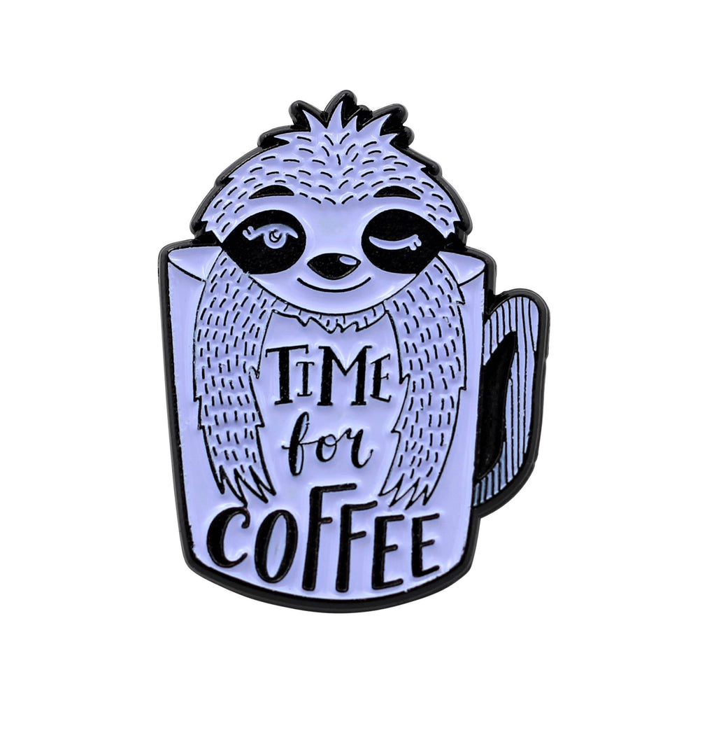 Real Sic - cute - animal - Coffee - Sloth -Time for Coffee - cup - Enamel - lapel - Pin - pins - brooch - buttons