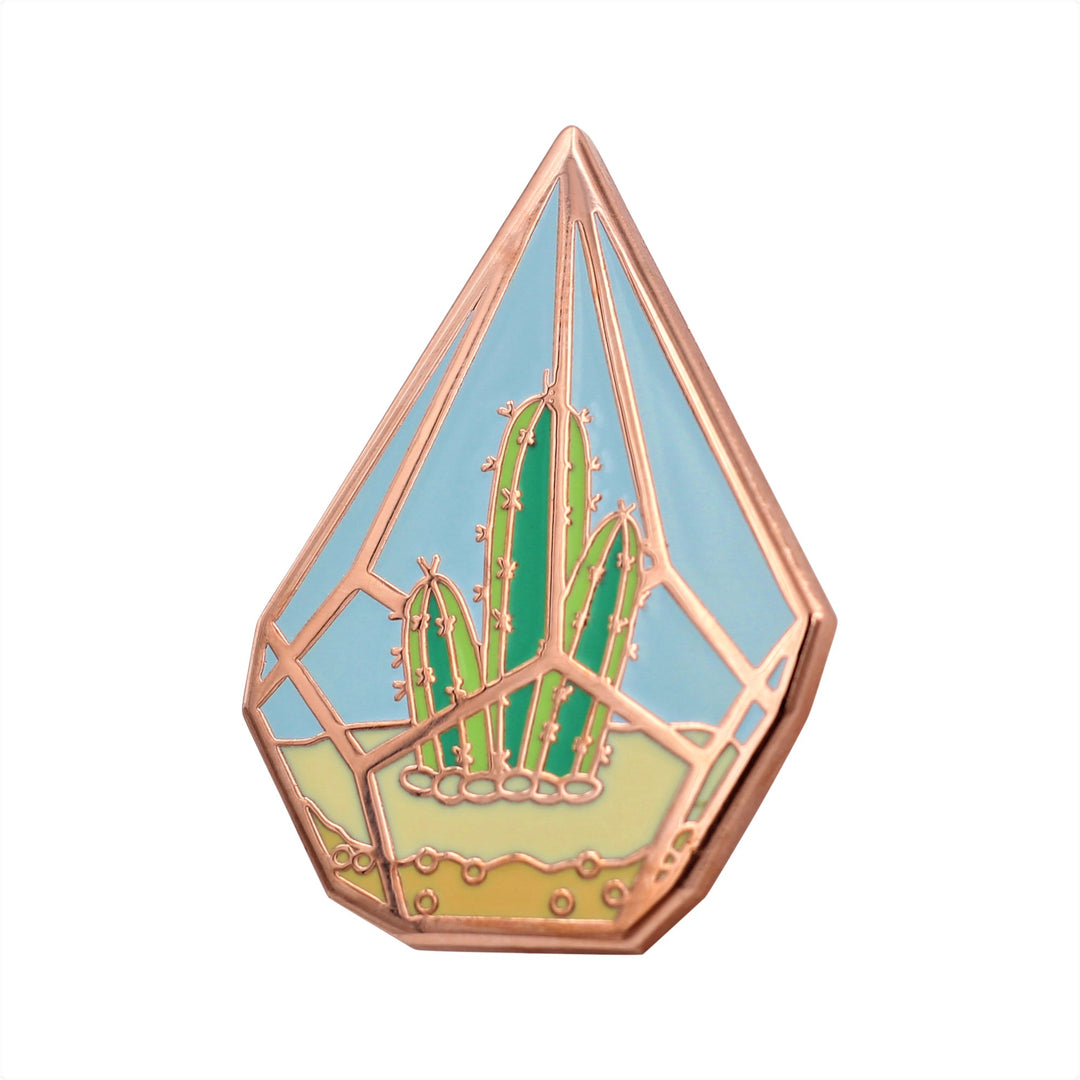 Cactus - plants - Pins - in - Geometric - Terrarium - enamel - lapel - Pin - by - real - sic