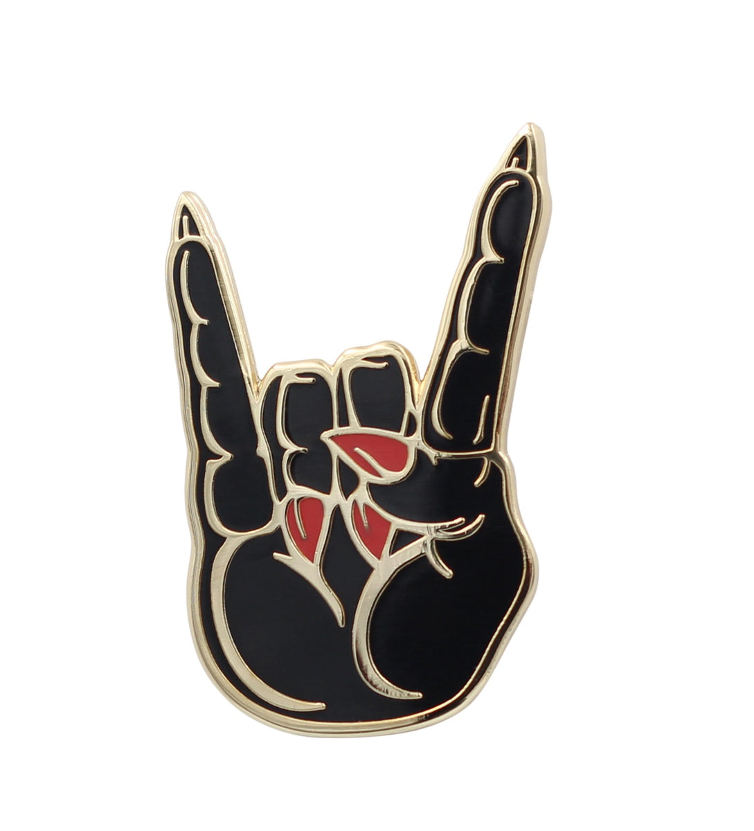 Hail Satan Horns Pin - Rock / Heavy Metal Hand Symbol Enamel Pin – Real Sic