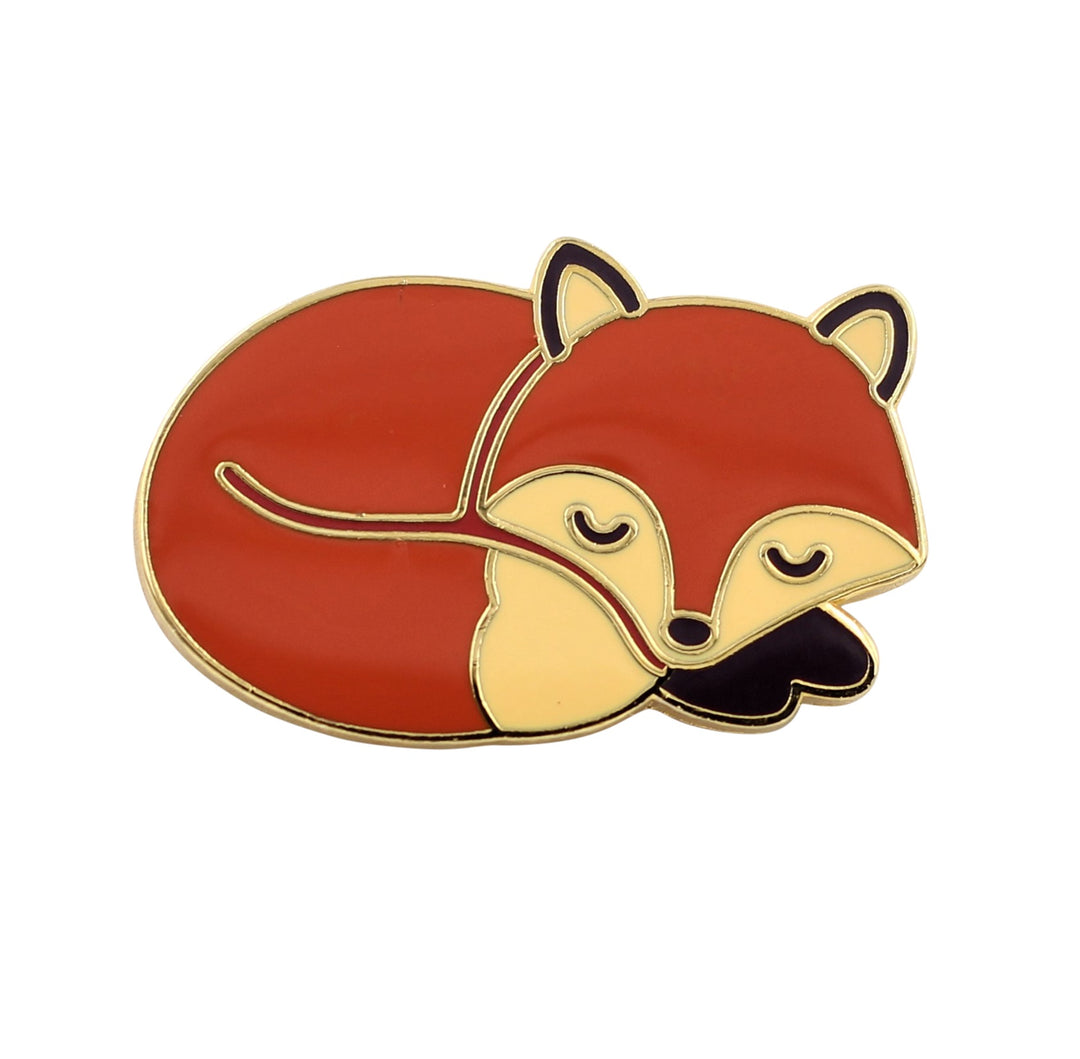 Real Sic Sleeping Fox Pin - Cute, Kawaii Gold Fox Jewlery, Jacket Pin (3)