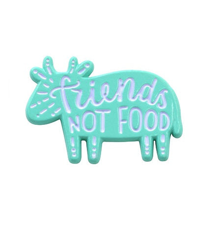 Real sic-Friends Not Food- Vegan -Vegetarian -Pride enamel- Pin-by-real-sic