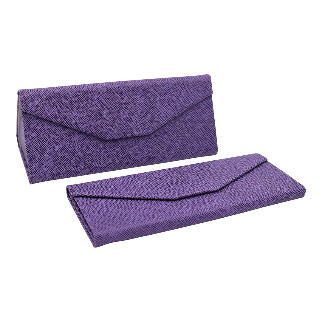Solid purple Color Eco Leather Magnetic Folding Hard Case for Sunglasses
