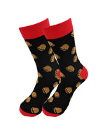 Load image into Gallery viewer, delicious-fast-food-hamburger-burger-funny-fun-cotton-black-socks-for-men-women-by-real-sic (3)